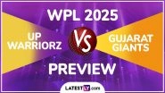 UPW-W vs GG-W WPL 2025 Preview: Likely Playing XIs, Key Battles, H2H and More About UP Warriorz vs Gujarat Giants Women's Premier League Match in Lucknow