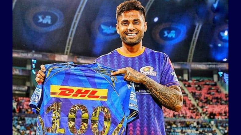 Suryakumar Yadav Completes 100 Matches for Mumbai Indians, Receives Special Jersey Ahead of LSG vs MI IPL 2025 Game (See Pic)