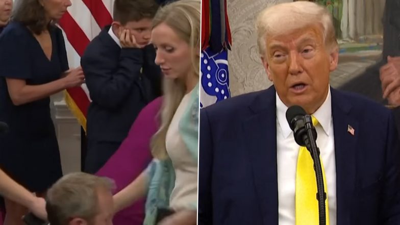 US President Donald Trump’s Question-and-Answer Session With Reporters Cut Short After Young Girl Faints in Oval Office (Watch Video)