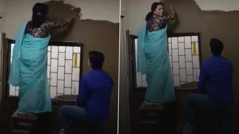 Delhi University Laxmibai College Principal Pratyush Vatsala Coats Classroom Walls With Cow Dung, Says Part of Research (Watch Video)
