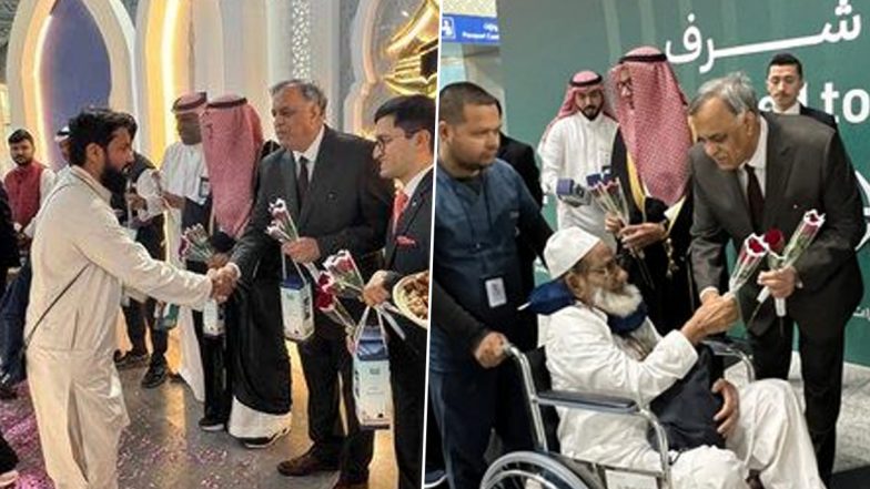 Hajj 2025: First Batch of Indian Haj Pilgrims Receive Warm Welcome at Madina Airport in Saudi Arabia (See Pics)