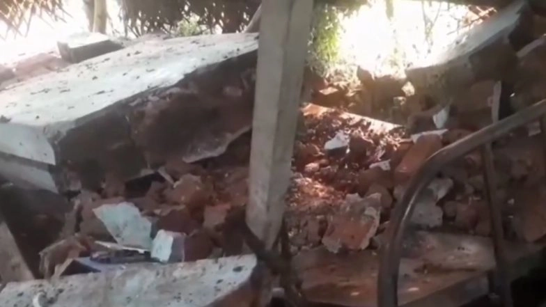 Thiruvarur Wall Collapse: Mason Dies After Wall Gives Way Amid Heavy Rain and Winds in Tamil Nadu (Watch Video)