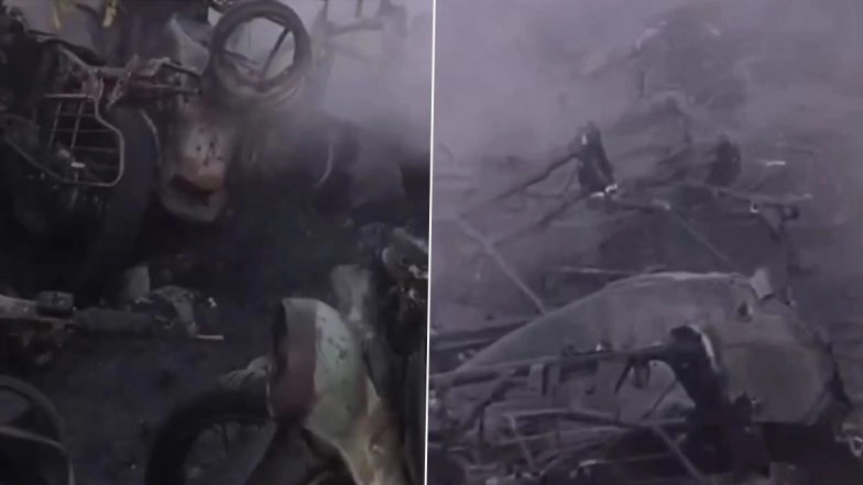 Delhi Fire: Blaze Erupts in Police ‘Malkhana’ in Wazirabad, Over 150 Vehicles Damaged, No Casualty (Watch Videos)