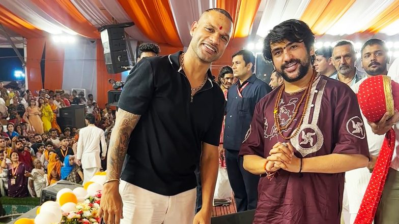 Shikhar Dhawan Meets Bageshwar Dham’s Dhirendra Shastri at Mumbai Gathering