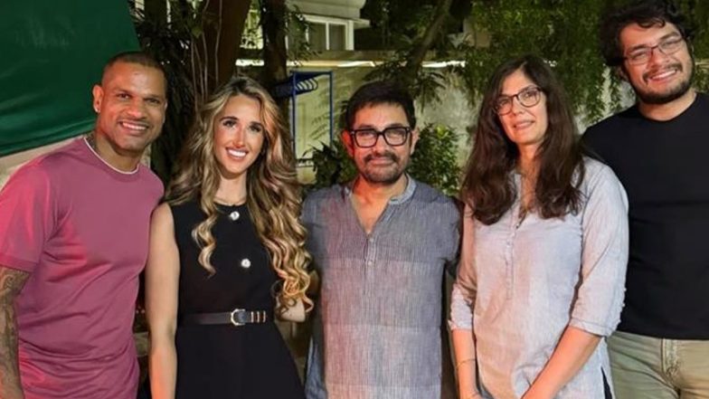Aamir Khan Enjoys ‘Beautiful Evening’ With Girlfriend Gauri Spratt, Son Junaid Khan, Shikhar Dhawan, and His Rumoured GF Sophie Shine (See Pic)