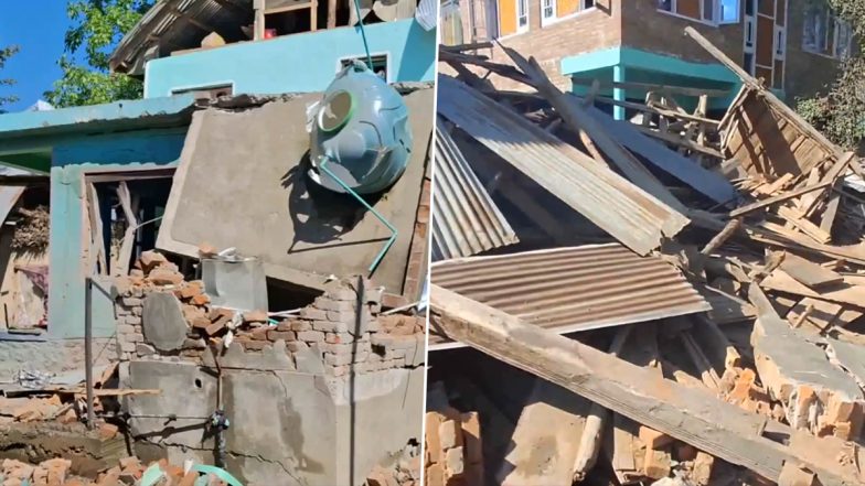 Jammu and Kashmir Government and Security Forces Demolish House of Suspect Zakir Ahmad Ganie Involved in Pahalgam Terror Attack (Watch Video)