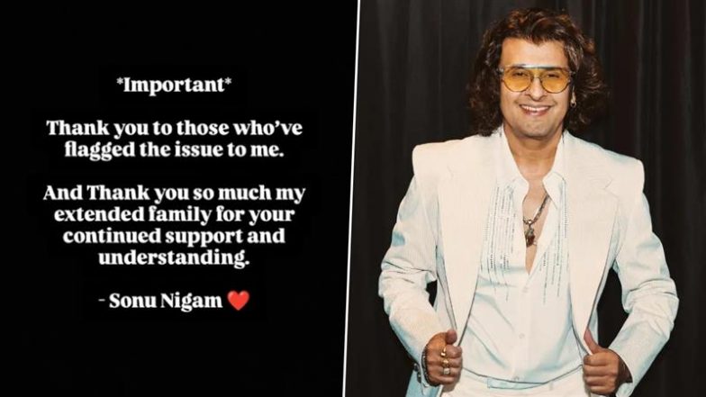 &lsquo;Please Treat It With Caution&rsquo;: Sonu Nigam Falls Victim to Identity Theft on Social Media, Warns Fans of Online Imposters