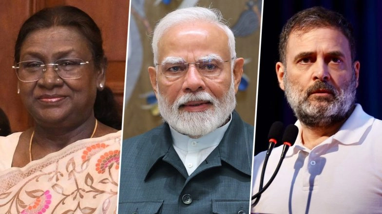 Ambedkar Jayanti 2025: President Droupadi Murmu, PM Narendra Modi, LoP Rahul Gandhi and Other Leaders Pay Floral Tributes to Bhim Rao Ambedkar in Parliament on His Birth Anniversary (Watch Video)