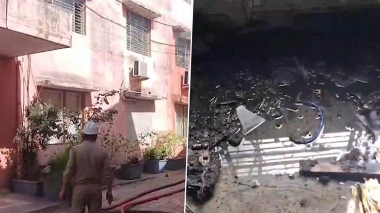 Meerut Fire: Electronic Equipment Worth Lakhs Damaged After Short Circuit Triggers Massive Blaze at NIC Building in Uttar Pradesh (Watch Video)