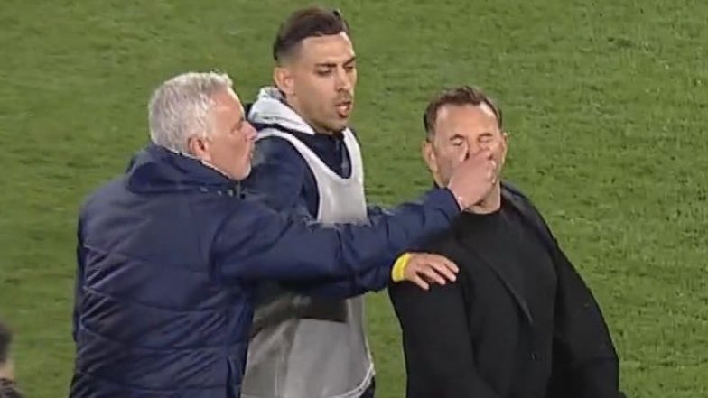 Fenerbahce Head Coach Jose Mourinho Grabs Okan Buruk's Nose After Turkish Cup 2024-25 Loss