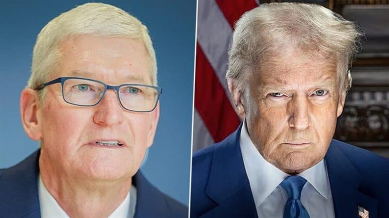 Donald Trump Meets With Apple CEO Tim Cook As China Pauses Tariffs, Says iPhone Maker To Build New Plants in US With USD 500 Billion Investment