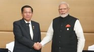 BIMSTEC Summit: Prime Minister Narendra Modi and Senior General of Myanmar Aung Hlaing Discuss Earthquake Relief, Bilateral Ties (See Pics)