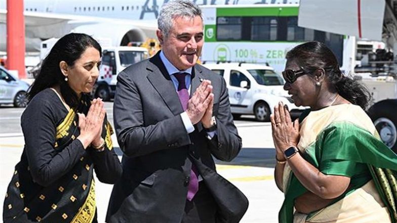 Pope Francis’ Funeral: President Droupadi Murmu Arrives in Rome To Attend Last Rites of the Leader of Roman Catholic Church (See Pic)