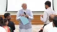 PM Narendra Modi Interacts With Mudra Yojana Beneficiaries at His Residence in Delhi, Says &lsquo;Scheme Empowering Countless Individuals To Showcase Their Entrepreneurial Skills&rsquo; (Watch Video)