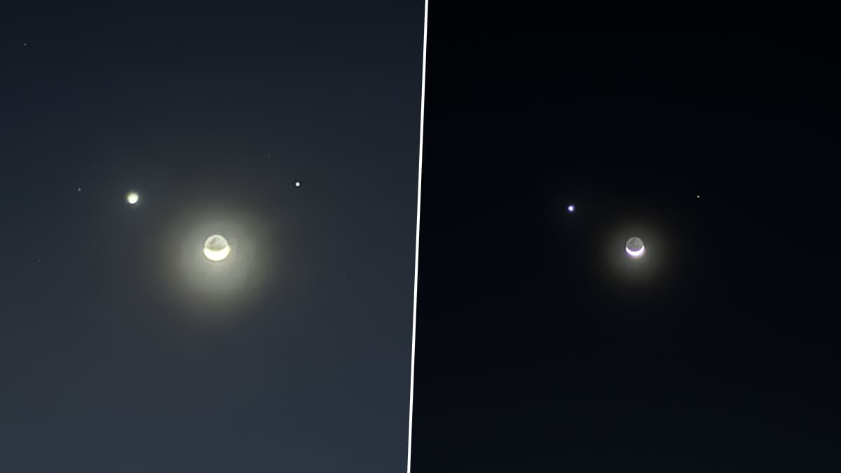 ‘Smiley Face’ Planetary Alignment Pics and Videos: Astronomy Lovers Share Mesmerising Photos of Venus, Saturn and the Moon, Making a Cosmic Emoji