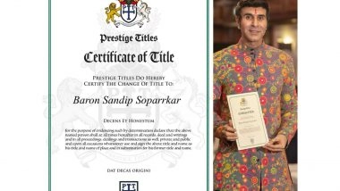 Business News | Distinguished Dance Pioneer: Sandip Soparrkar Honored with Baron Title in London
