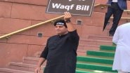 India News | Congress MP Imran Pratapgarhi Protest Against Waqf Amendment Bill Outside Makar Dwar in Parliament