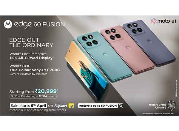 Business News | Motorola Launches the Edge 60 FUSION with World's 1st Super HD True Color* Quad Curved Display with Segment's Best Gen AI Features at Just Rs. 20,999*