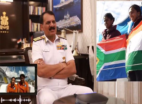 India News | INSV Tarini Crew Interacts with Navy Chief After Completing Fourth Leg of Navika Sagar Parikrama II