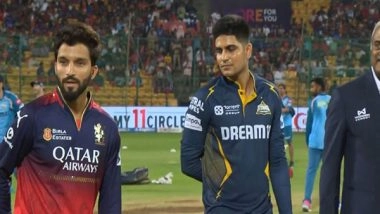 Sports News | IPL 2025: Gujarat Titans Skipper Shubman Gill Wins Toss; Opts to Bowl First Against Royal Challengers Bengaluru
