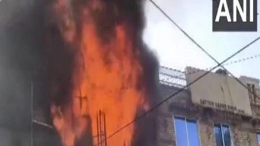 India News | Madhya Pradesh: Fire Breaks out at Clothes Godown in Bhind