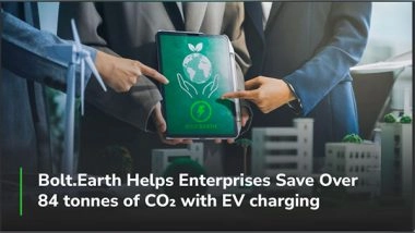 Business News | Bolt.Earth Helps Enterprises Save Over 84 Tonnes of CO2 Through Nationwide Workplace EV Charging Rollout