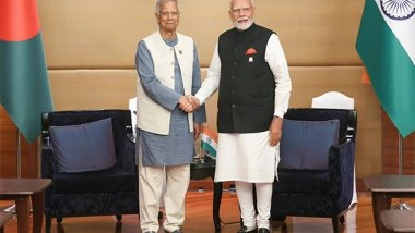 World News | PM Modi Meets Bangladesh Chief Adviser Yunus, Urges Safety for Minorities and Stronger Bilateral Ties