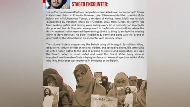 World News | Balochistan: BYC Condemns Killing of Abdul Malik Baloch in Zehri Encounter