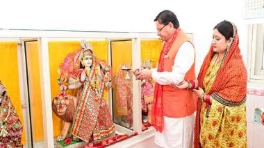 India News | Uttarakhand CM Dhami Offers Ram Navami Prayers at His Residence; Wishes Happiness, Prosperity