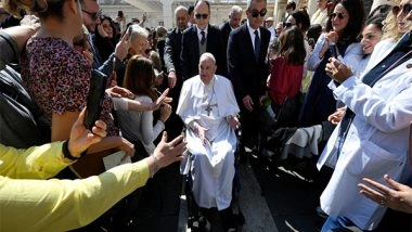 World News | Pope Francis Makes First Public Appearance at Vatican After Leaving Hospital