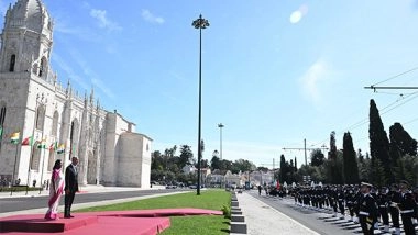 World News | President Murmu Recieved by Portugal President, Accorded Guard of Honour