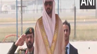 World News | Dubai Crown Prince Hamdan Bin Mohammed Bin Rashid Al Maktoum Received in India with Ceremonial Guard of Honour