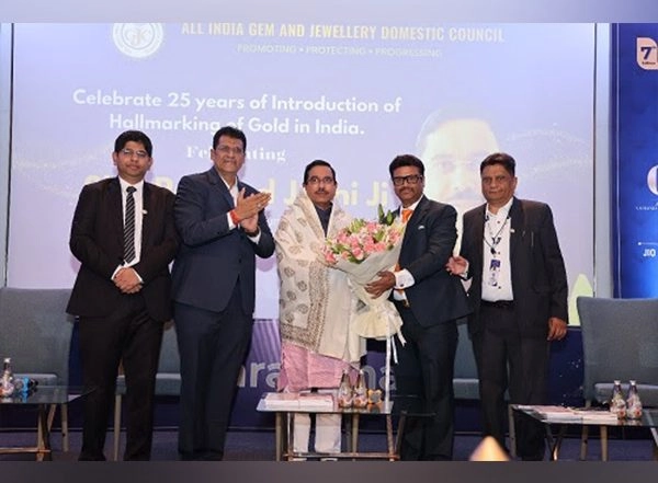 Business News | Union Minister Pralhad Joshi Celebrates 25 Years of Gold Hallmarking at GJS, Announces - Hackathon in Collaboration with BIS and GJC