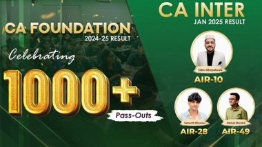 Business News | Vidhyoday Sets New Record: 1000+ Students Clear CA Foundation; Dominates CA Inter Results with 3 All India Ranks