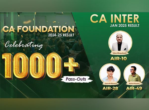 Business News | Vidhyoday Sets New Record: 1000+ Students Clear CA Foundation; Dominates CA Inter Results with 3 All India Ranks