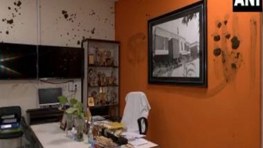 India News | Viral Video Fallout: DUSU President Smears Cow Dung on Lakshmibai College Principal's Office Wall