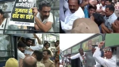 India News | Congress Workers Protesting Against ED Chargesheet Detained by Police in Lucknow, Bengaluru
