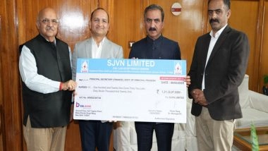 India News | SJVNL Presents Rs 121.33 Crore Interim Dividend Cheque to Himachal Pradesh CM Sukhu