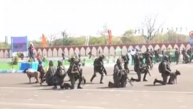India News | CRPF Personnel Carry out Mock Drills, Display Skills During Parade on Its 86th Raising Day in MP's Neemuch