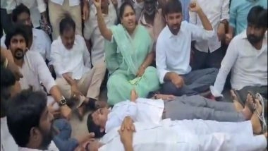 India News | Andhra: YRS Congress Party Leaders Protest over Alleged Death of Cows in TTD Goshala