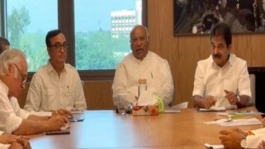 India News | Congress Chief Mallikarjun Kharge Chairs Key Strategy Meeting at Indira Bhawan in Delhi