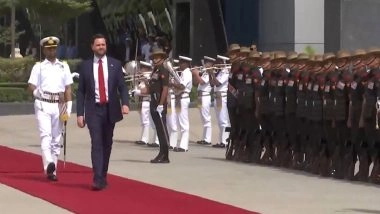 World News | US Vice President JD Vance Receives Guard of Honour on Arrival in India