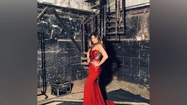 Entertainment News | In Pics: Shilpa Shetty Looks 'red Hot' in Corset and Drape Skirt Ensemble