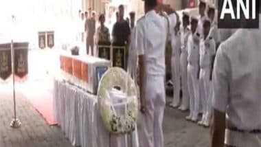 India News | Navy Chief Admiral Tripathi Pays Tribute to Lieutenant Vinay Narwal, Killed in Pahalgam Attack