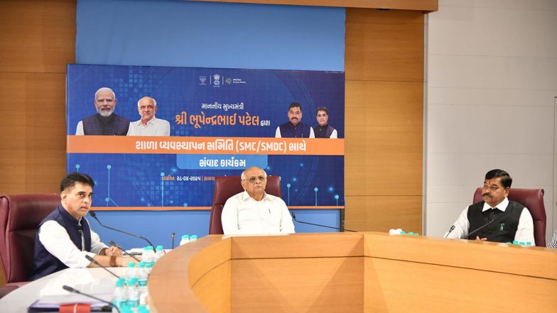 India News | Gujarat CM Interacts with 4.25 Lakh School Management Committee Members, Says Their Involvement Crucial for Delivering Value-based Education