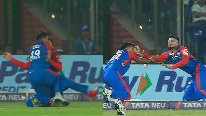 Ashutosh Sharma Involved in Nasty Collision With Mukesh Kumar While Attempting Tilak Varma슬롯사이트s Catch During DC vs MI IPL 2025 Match (See Pics and Video)