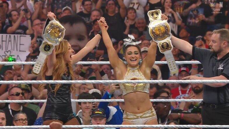 Becky Lynch Returns! ‘The Man’ Joins Forces With Lyra Valkyria To Win WWE Women’s Tag Team Titles With Victory Over Liv Morgan and Raquel Rodriguez (Watch Video)