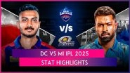 DC vs MI IPL 2025 Stat Highlights: Karn Sharma, Tilak Varma Shine As Mumbai Indians Snap Delhi Capitals&rsquo; Winning Streak
