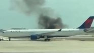 Delta Plane Fire: Delta Air Lines Flight Catches Blaze at Orlando International Airport in US, Passengers Evacuated on Emergency Slides (Watch Videos)