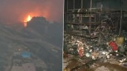 Delhi Fire: Massive Blaze Erupts at Dilli Haat Market in South Delhi, Firefighting Operations Underway (Watch Video)